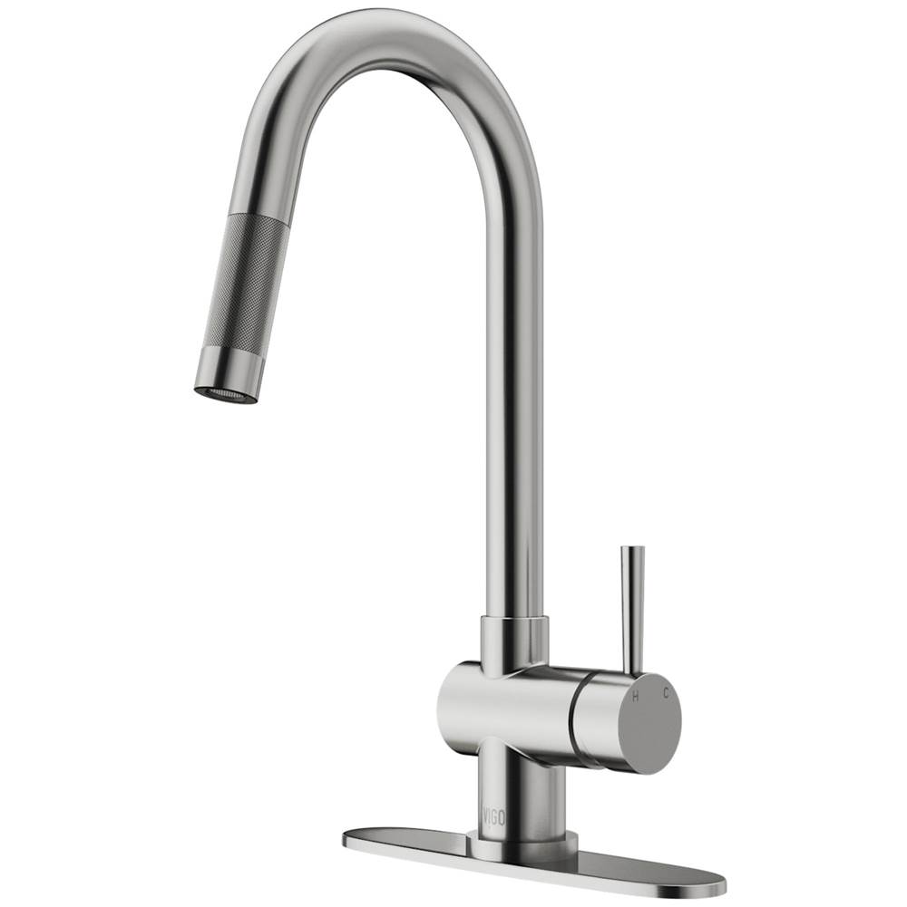 Vigo Gramercy Pull-Down Kitchen Faucet With Deck Plate In Stainless Steel