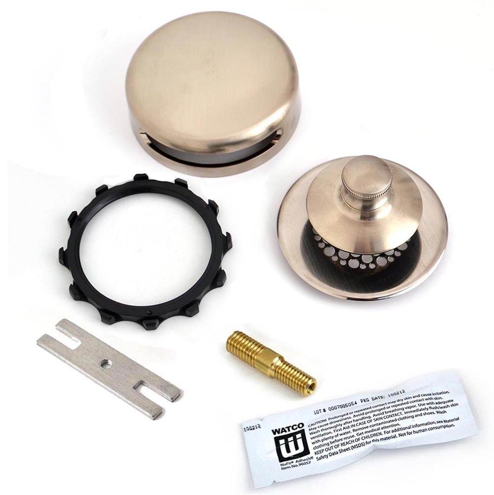 Watco Manufacturing Universal Nufit Innovator Pp Trim Kit - Silicone Brushed Nickel Grid Strainer 3/8-5/16 Adapter Pin Brass