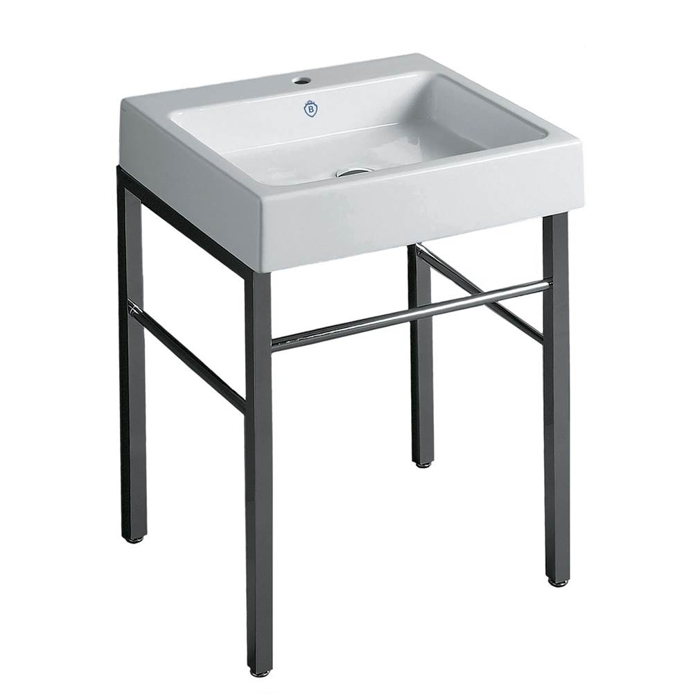 Whitehaus Collection Britannia Rectangular Sink Console with Front Towel Bar and Single Faucet Hole Drill
