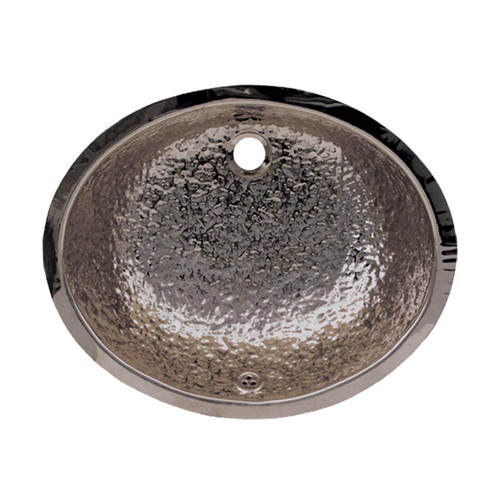Whitehaus Collection Decorative Oval Hammered Textured Undermount Basin with Overflow and a 1 1/4'' Rear Center Drain