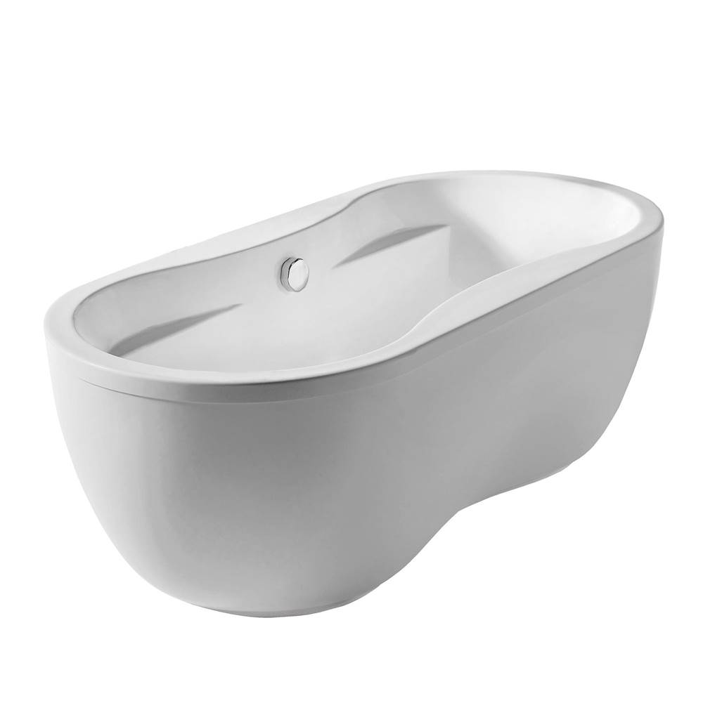 Whitehaus Collection Bathhaus Oval Double Ended Dual Armrest Freestanding Lucite Acrylic Bathtub with a Chrome Mechanical Pop-up Waste and a Chrome Center Drain with Internal Overflow