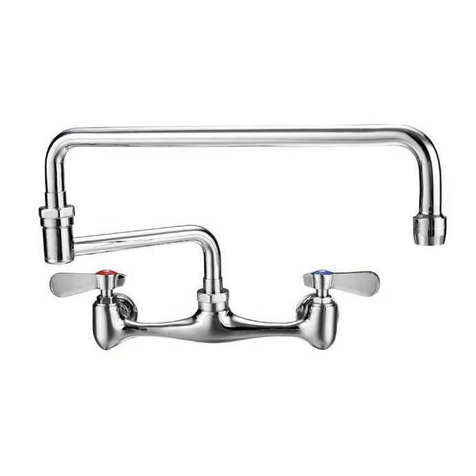 Whitehaus Collection Wall Mount Utility Faucet with Double Jointed Retractable Swing Spout and Lever Handles