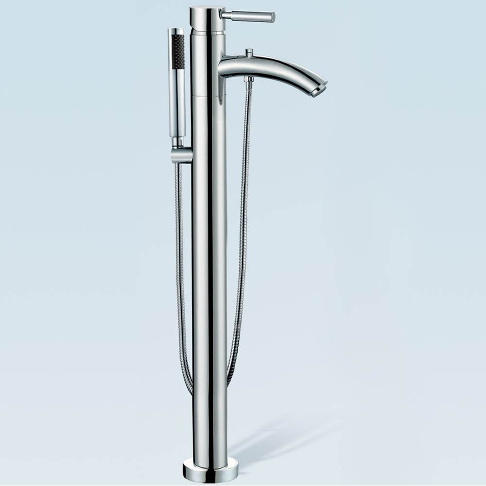 Wyndham Collection Taron Modern-Style Bathroom Tub Filler Faucet (Floor-mounted) in Polished Chrome