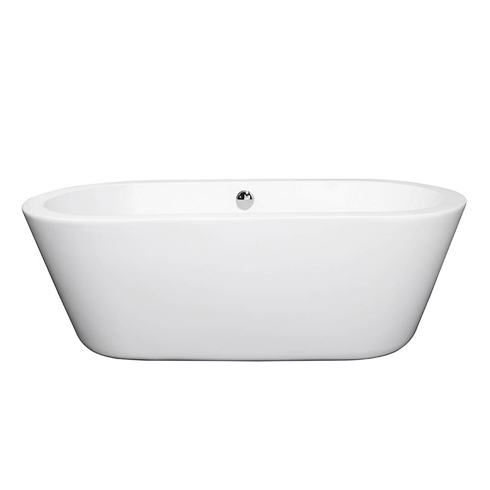Wyndham Collection Mermaid 67 Inch Freestanding Bathtub in White with Polished Chrome Drain and Overflow Trim