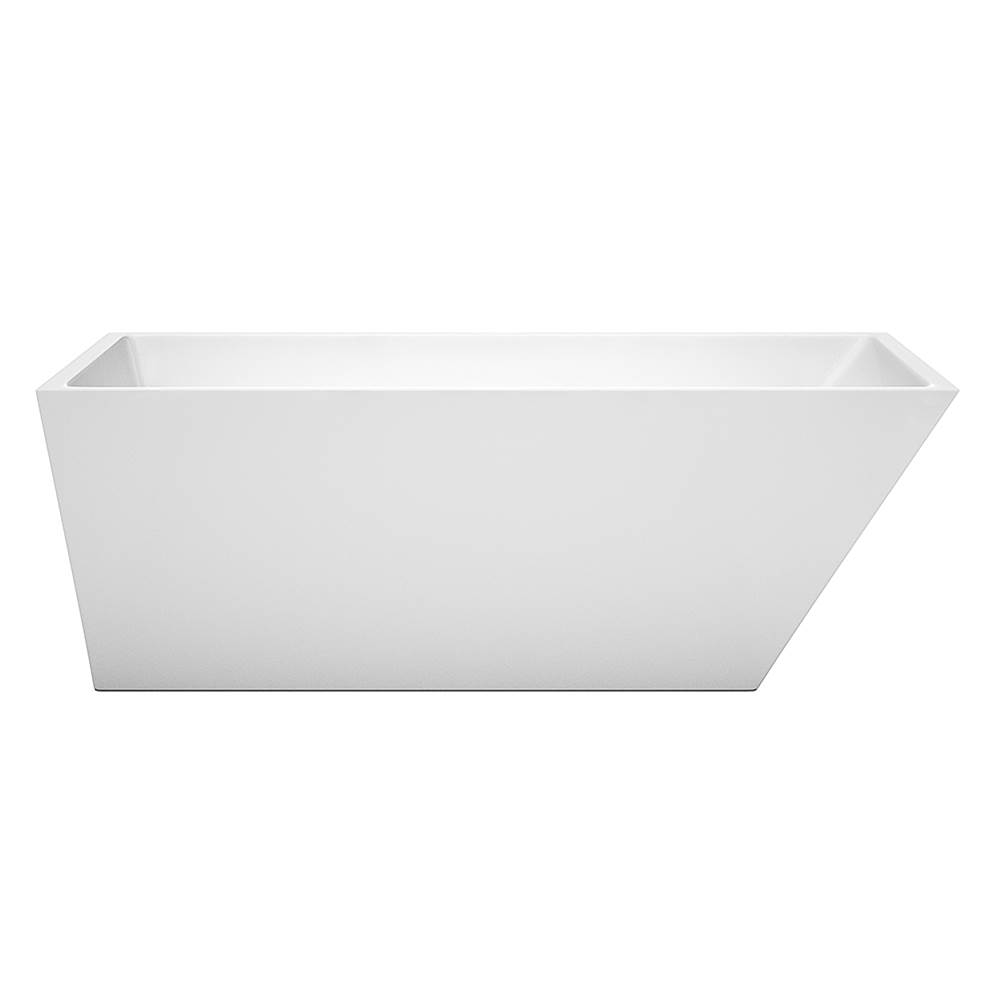 Wyndham Collection Hannah 67 Inch Freestanding Bathtub in White with Polished Chrome Drain and Overflow Trim