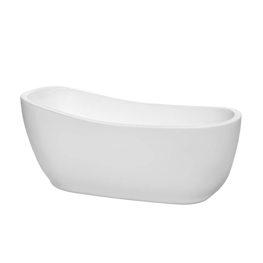 Wyndham Collection Margaret 66 Inch Freestanding Bathtub in White with Polished Chrome Drain and Overflow Trim