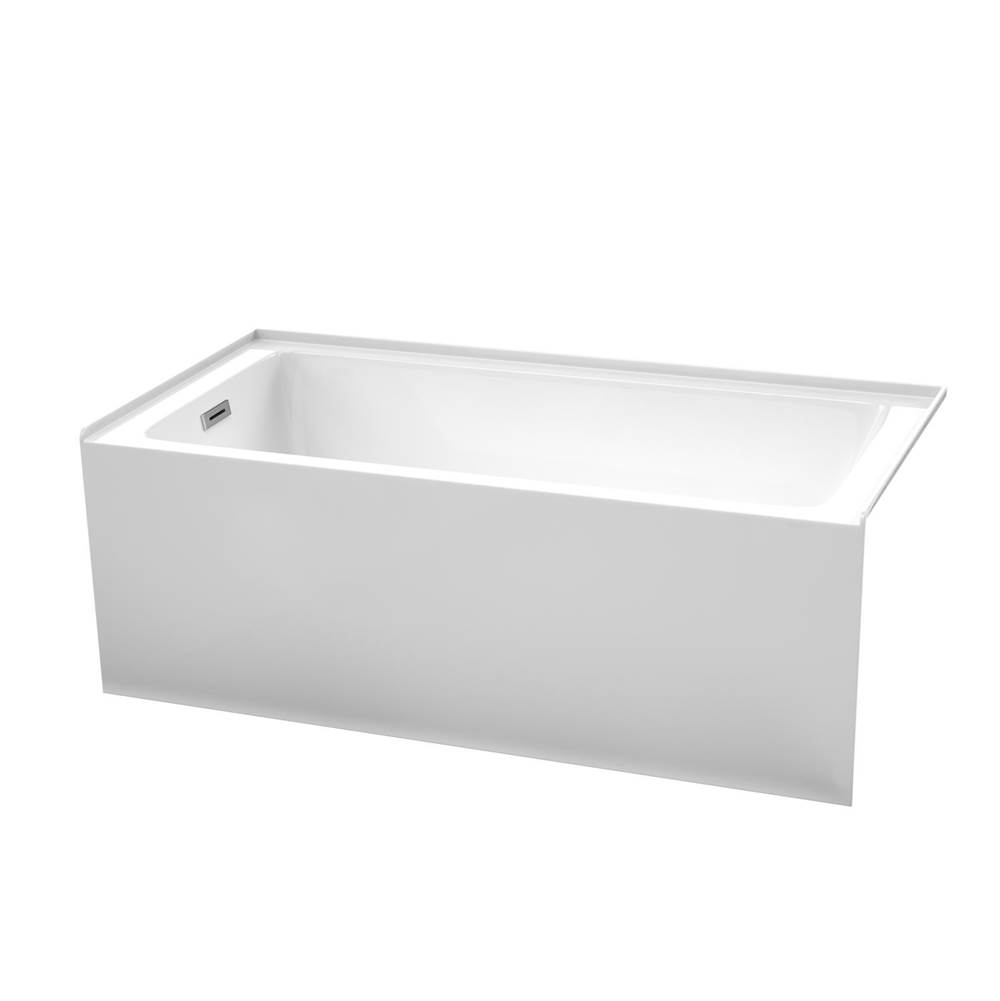 Wyndham Collection Grayley 60 x 30 Inch Alcove Bathtub in White with Left-Hand Drain and Overflow Trim in Polished Chrome