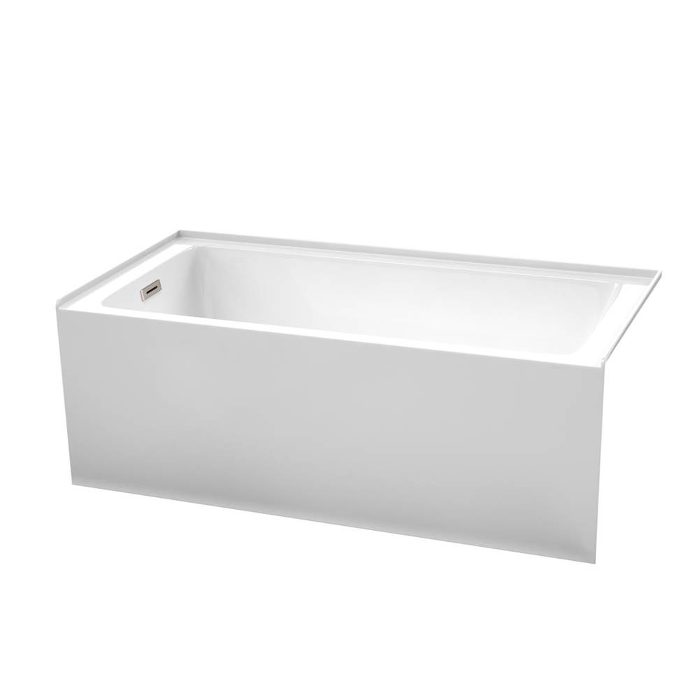 Wyndham Collection Grayley 60 x 30 Inch Alcove Bathtub in White with Left-Hand Drain and Overflow Trim in Brushed Nickel