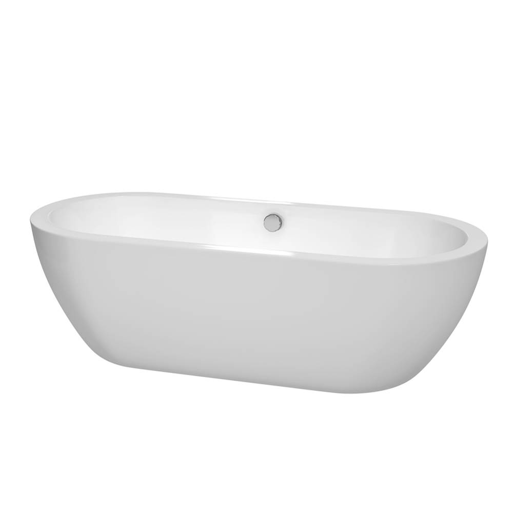 Wyndham Collection Soho 72 Inch Freestanding Bathtub in White with Polished Chrome Drain and Overflow Trim