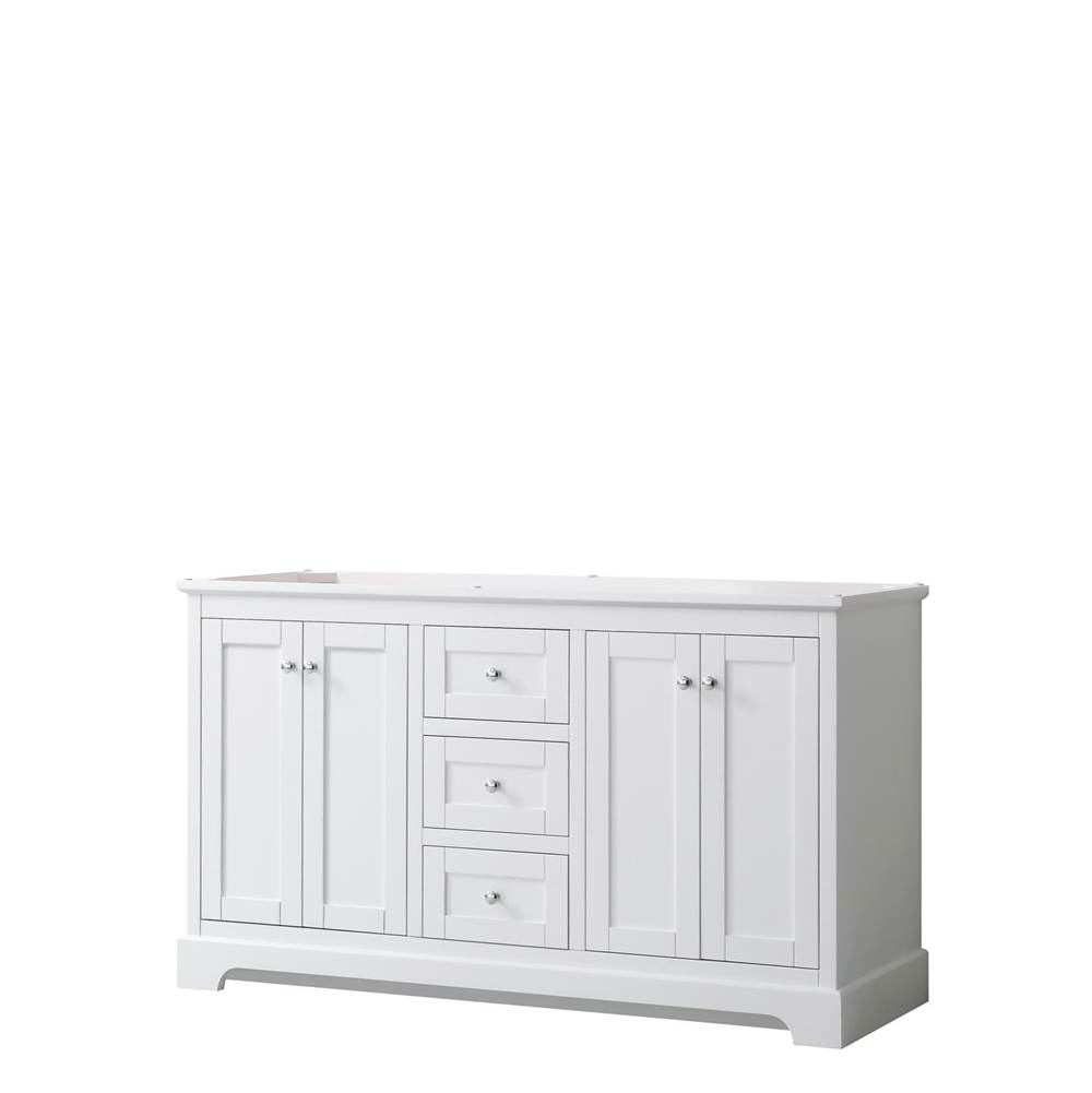 Wyndham Collection Avery 60 Inch Double Bathroom Vanity in White, No Countertop, No Sinks, and No Mirror