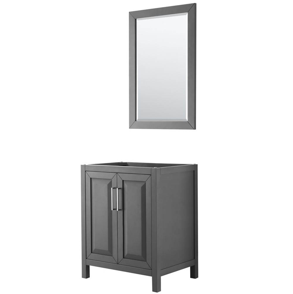 Wyndham Collection Daria 30 Inch Single Bathroom Vanity in Dark Gray, No Countertop, No Sink, and 24 Inch Mirror
