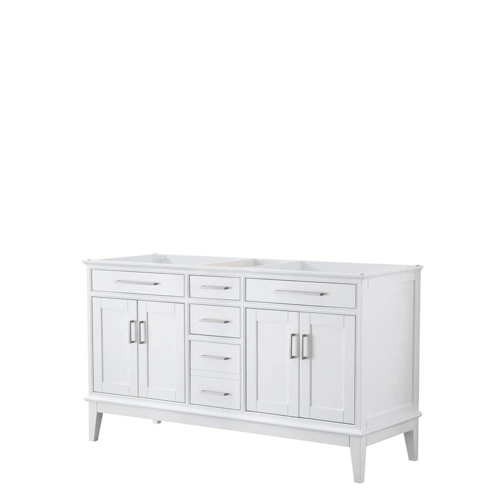 Wyndham Collection Margate 60 Inch Double Bathroom Vanity in White, No Countertop, No Sink, and No Mirror