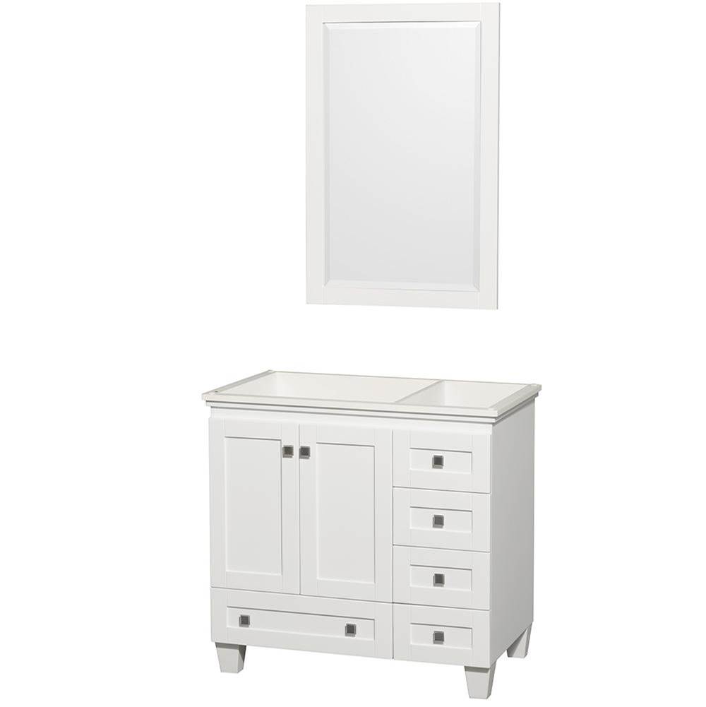 Wyndham Collection Acclaim 36 Inch Single Bathroom Vanity in White, No Countertop, No Sink, and 24 Inch Mirror
