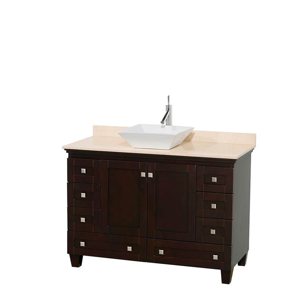 Wyndham Collection Acclaim 48 Inch Single Bathroom Vanity in Espresso, Ivory Marble Countertop, Pyra White Sink, and No Mirror