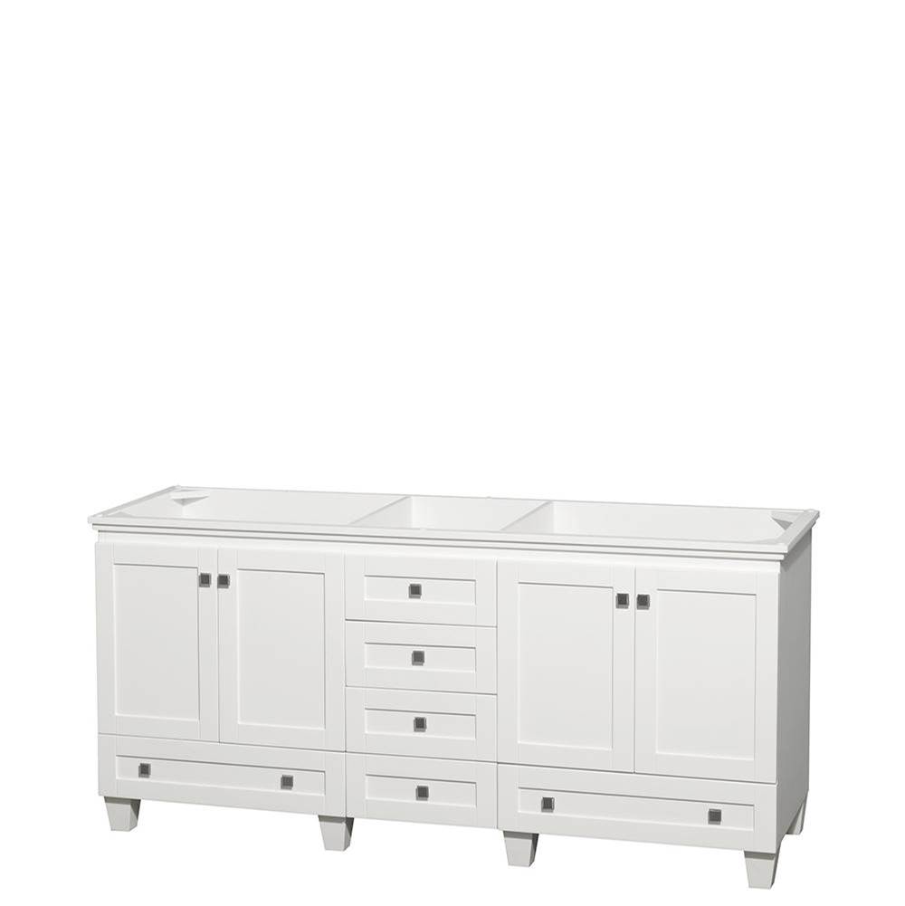 Wyndham Collection Acclaim 72 Inch Double Bathroom Vanity in White, No Countertop, No Sinks, and No Mirrors