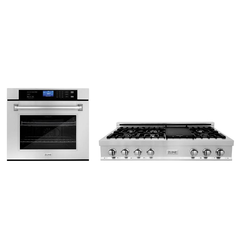 Z-Line Kitchen Package with 48'' Stainless Steel Rangetop and 30'' Single Wall Oven