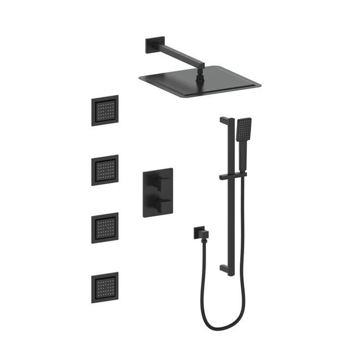 Z-Line Crystal Bay Thermostatic Shower System in Matte Black