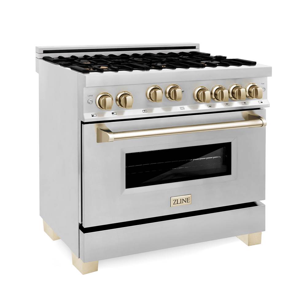 Z-Line Autograph Edition 36'' 4.6 cu.' Range with Gas Stove and Gas Oven in Stainless Steel with Matte Black Accents