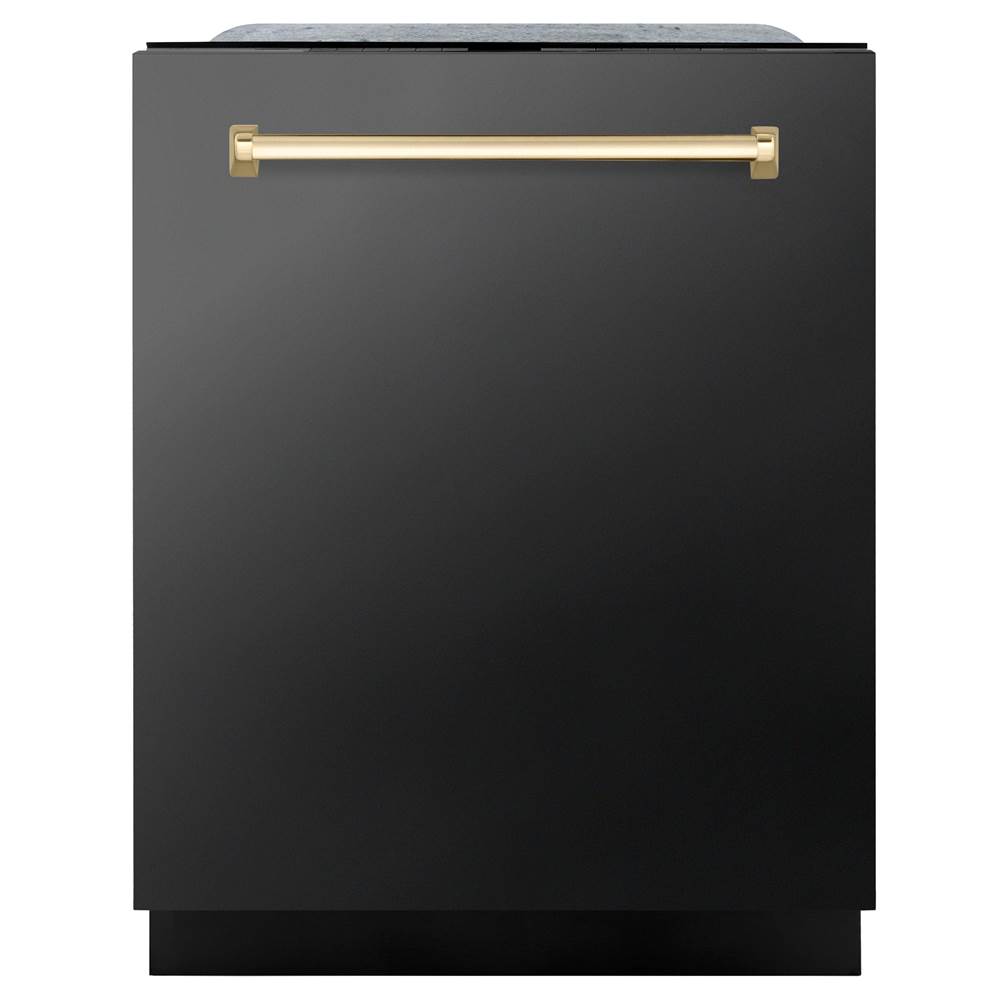 Z-Line Autograph Edition 24'' 3rd Rack Top Touch Control Tall Tub Dishwasher in Black Stainless Steel with Gold Handle, 45dBa