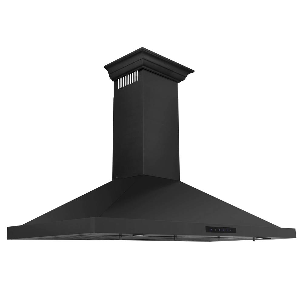 Z-Line Convertible Vent Wall Mount Range Hood in Black Stainless Steel with Crown Molding (BSKBNCRN)