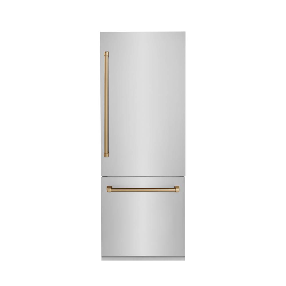 Z-Line 30 Autograph Edition 16.1 cu. ft. Built-in 2-Door Bottom Freezer Refrigerator with Internal Water and Ice Dispenser in Stainless Steel with Champagne Bronze Accents