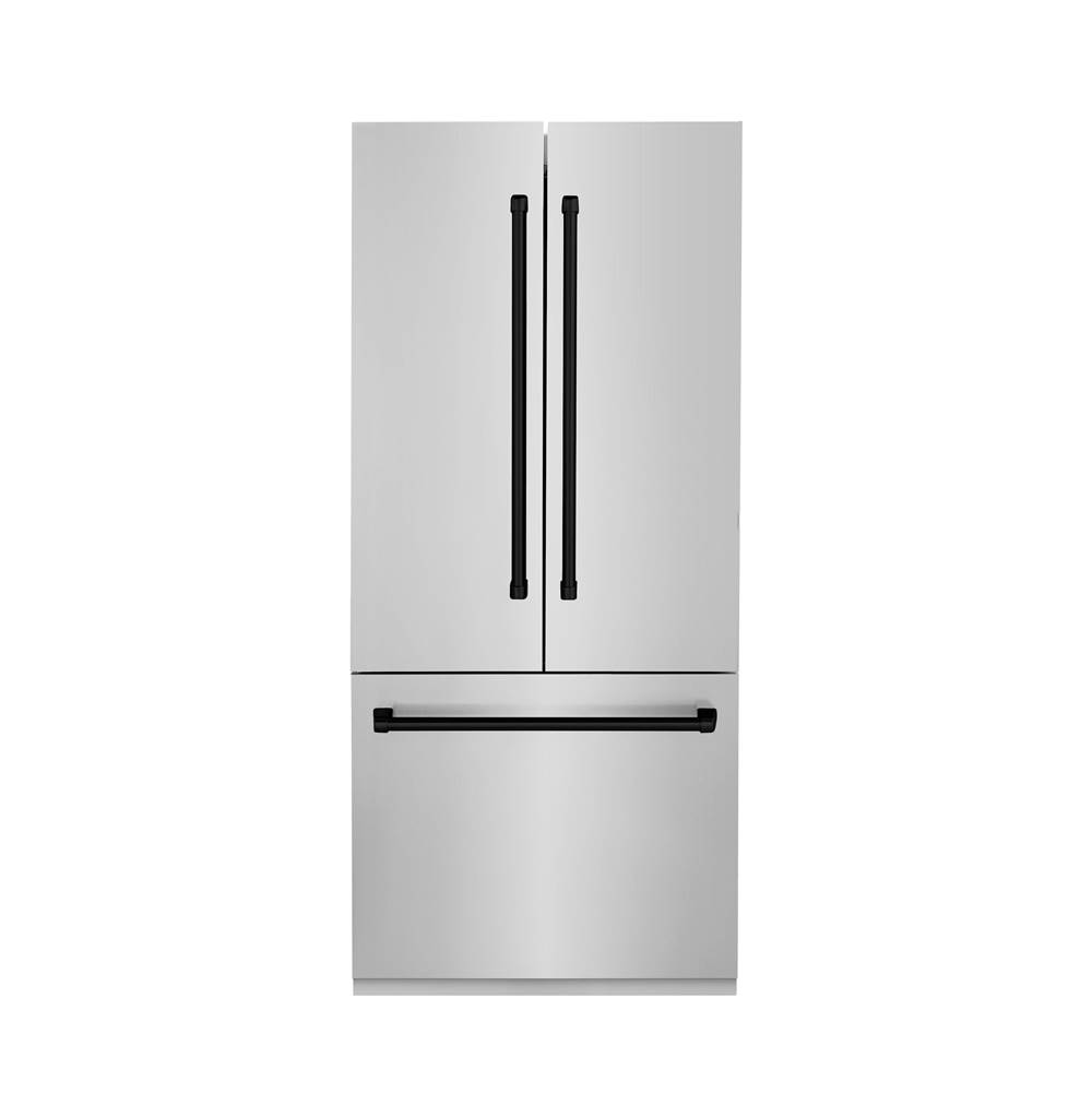 Z-Line 36 Autograph Edition 19.6 cu. ft. Built-in 2-Door Bottom Freezer Refrigerator with Internal Water and Ice Dispenser in Stainless Steel with Matte Black Accents
