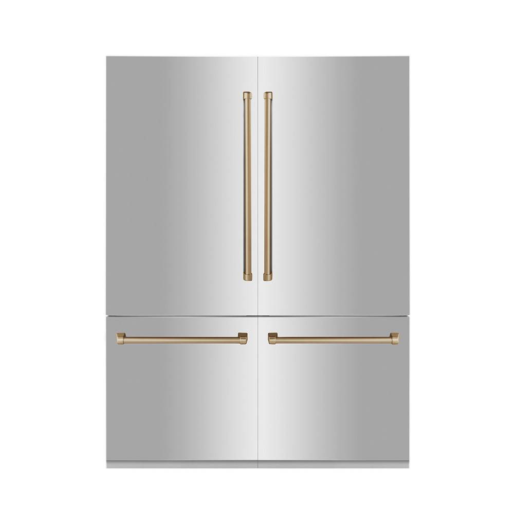 Z-Line 60'' Autograph Edition 32.2 cu. ft. Built-in 4-Door French Door Refrigerator with Internal Water and Ice Dispenser in Stainless Steel with Champagne Bronze Accents
