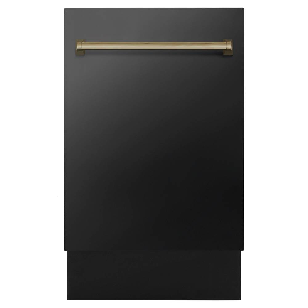 Z-Line Autograph Edition 18” Compact 3rd Rack Top Control Dishwasher in Black Stainless Steel with Champagne Bronze Handle, 51dBa