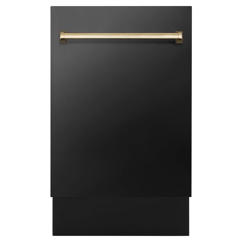 Z-Line Autograph Edition 18” Compact 3rd Rack Top Control Dishwasher in Black Stainless Steel with Gold Handle, 51dBa