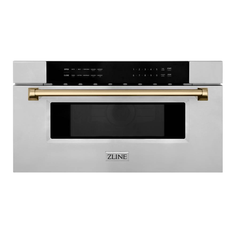 Z-Line Autograph Edition 30'' 1.2 cu. ft. Built-In Microwave Drawer in Stainless Steel with Champagne Bronze Accents