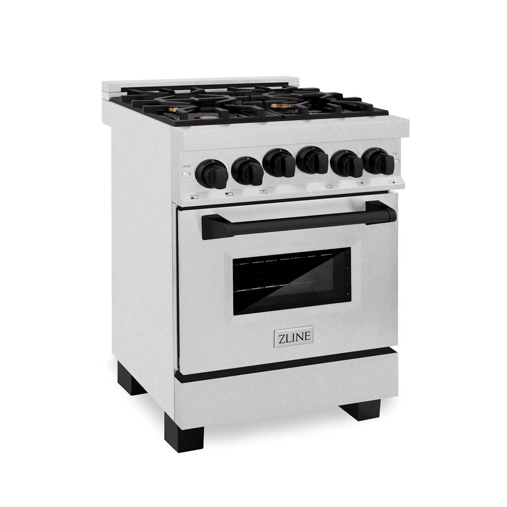 Z-Line Autograph Edition 24'' 2.8 cu.' Range with Gas Stove and Gas Oven in DuraSnow Stainless Steel with Matte Black Accents