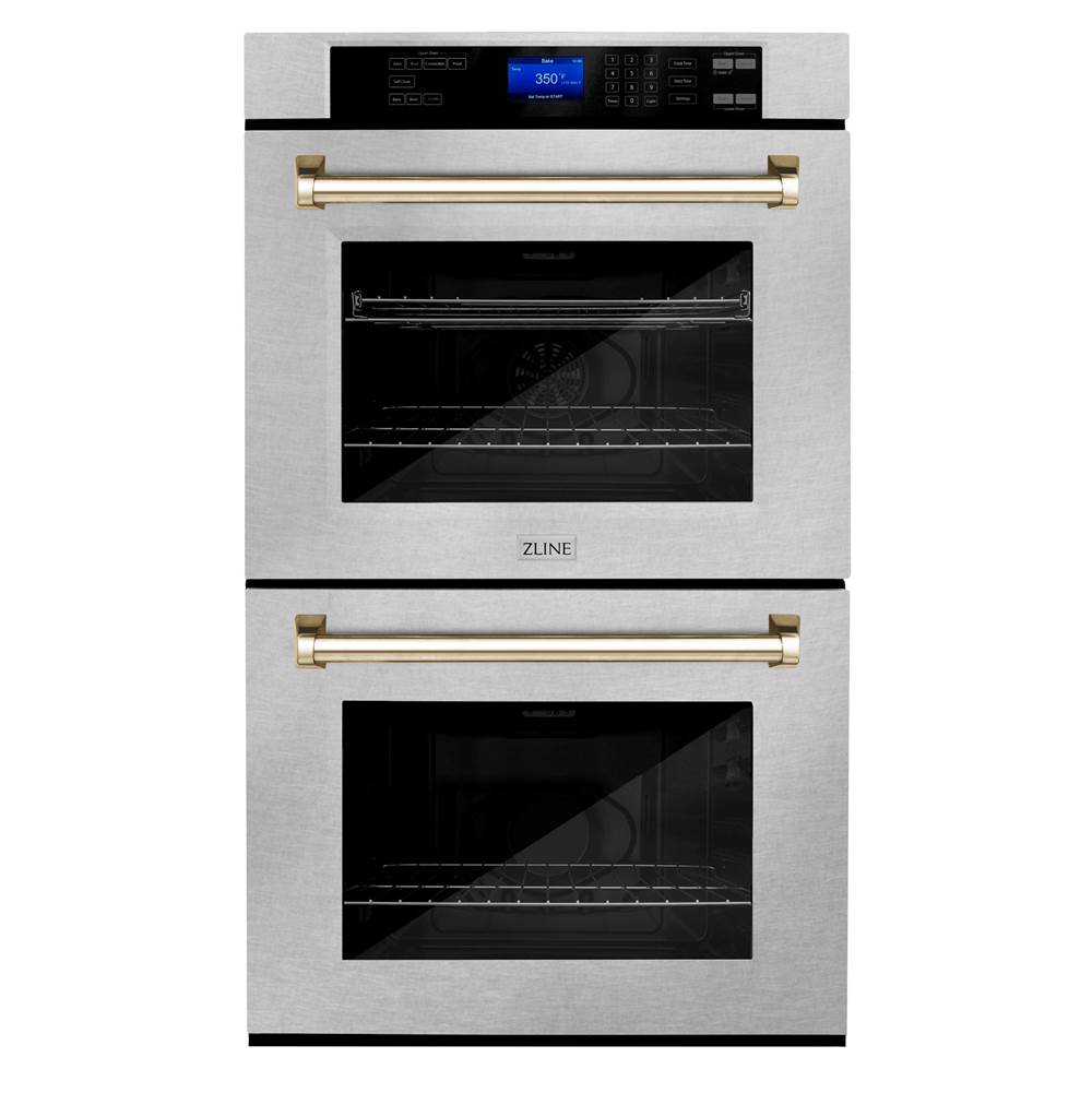 Z-Line 30'' Autograph Edition Double Wall Oven with Self Clean and True Conection in DuraSnow® Stainless Steel and Gold