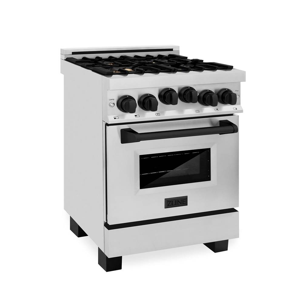 Z-Line Autograph Edition 24'' 2.8 cu.' Range with Gas Stove and Gas Oven in Stainless Steel with Matte Black Accents