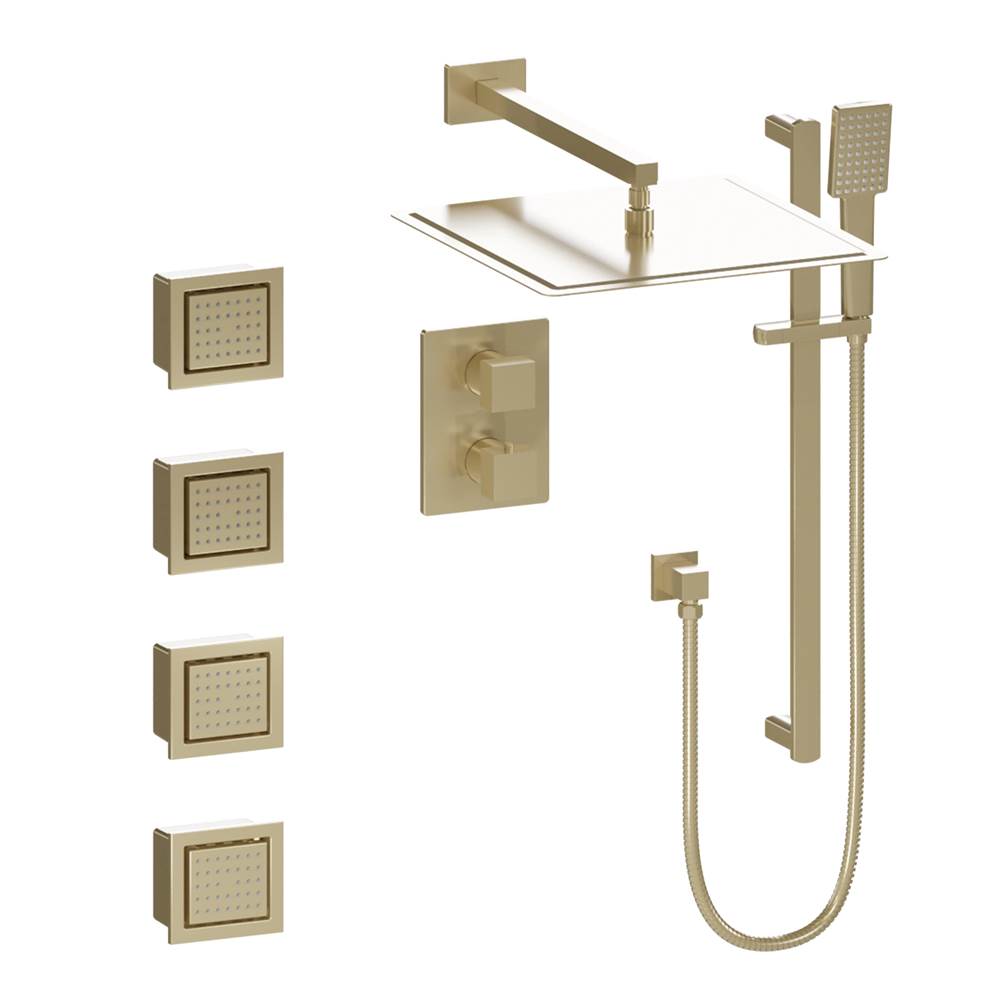 Z-Line Crystal Bay Thermostatic Shower System with Body Jets in Champagne Bronze