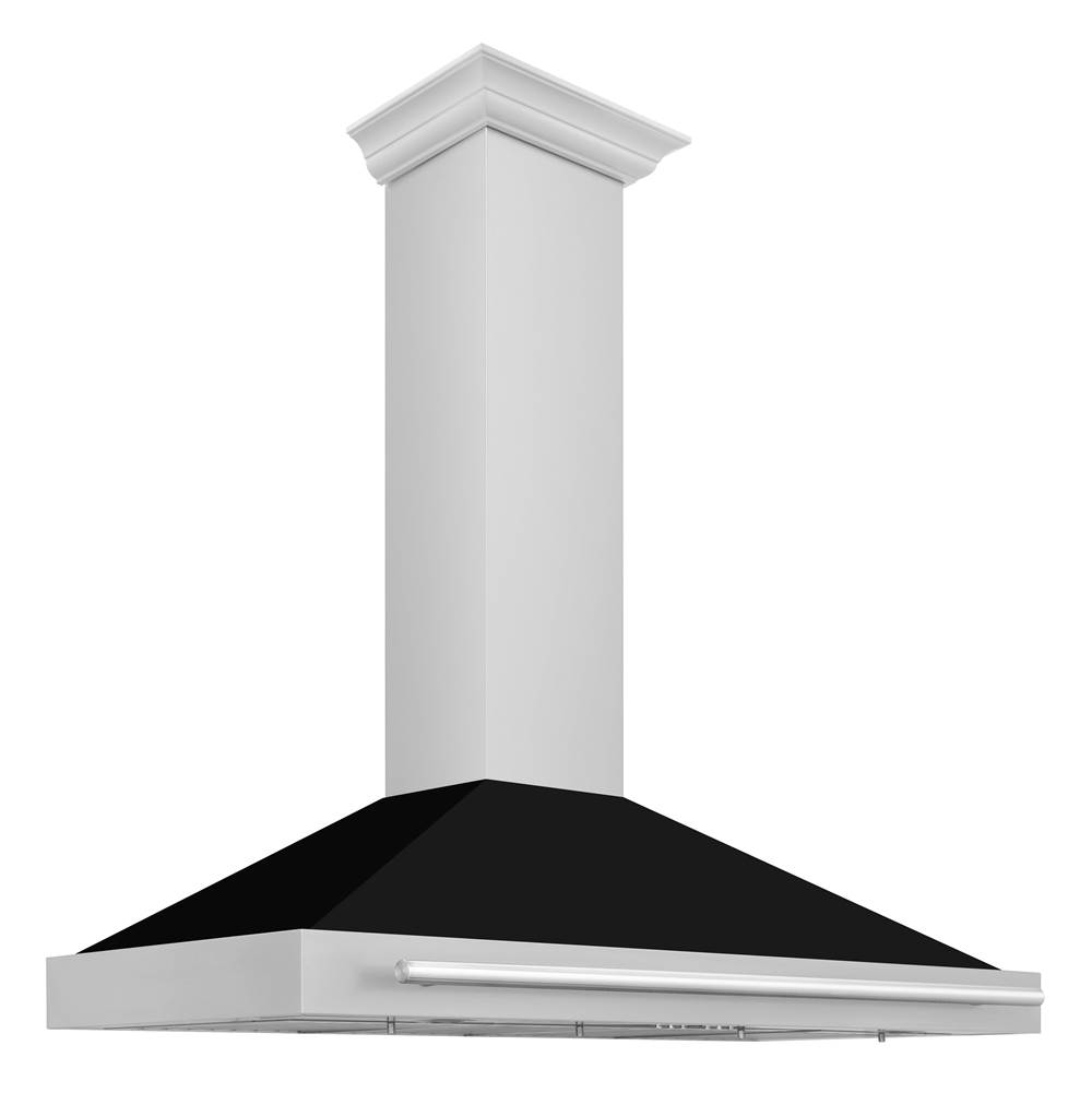 Z-Line 48'' Stainless Steel Range Hood with Black Matte Shell and Stainless Steel Handle
