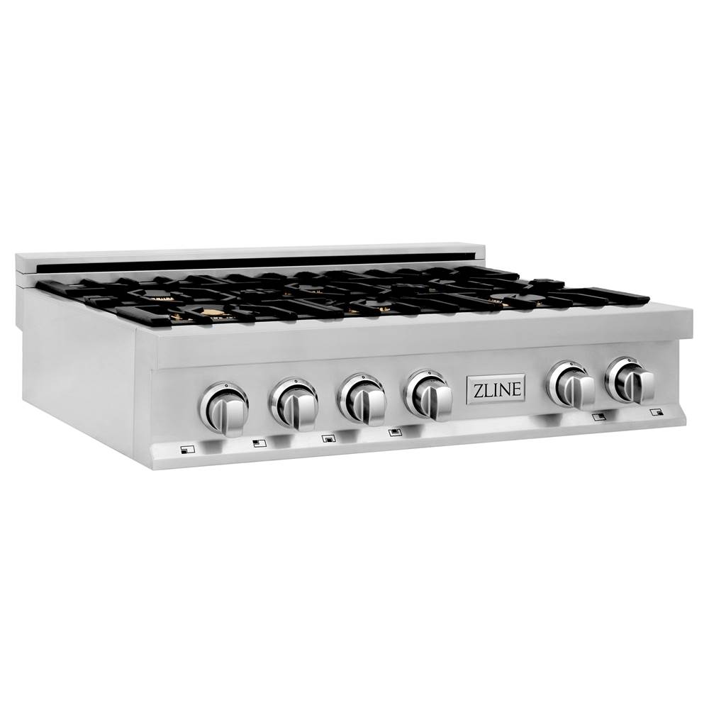 Z-Line 36'' Porcelain Gas Stovetop in Stainless Steel with Brass Burners
