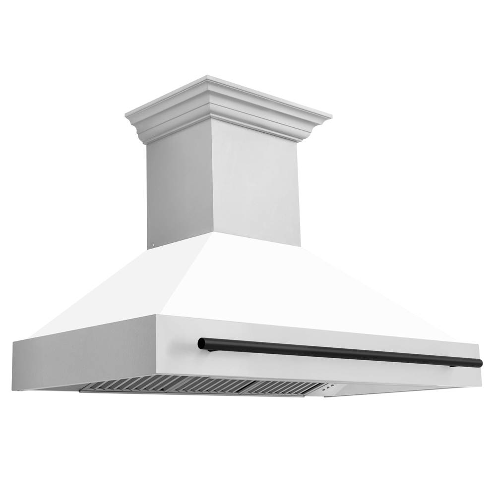 Z-Line 48'' Autograph Edition Stainless Steel Range Hood with White Matte Shell and Matte Black Handle