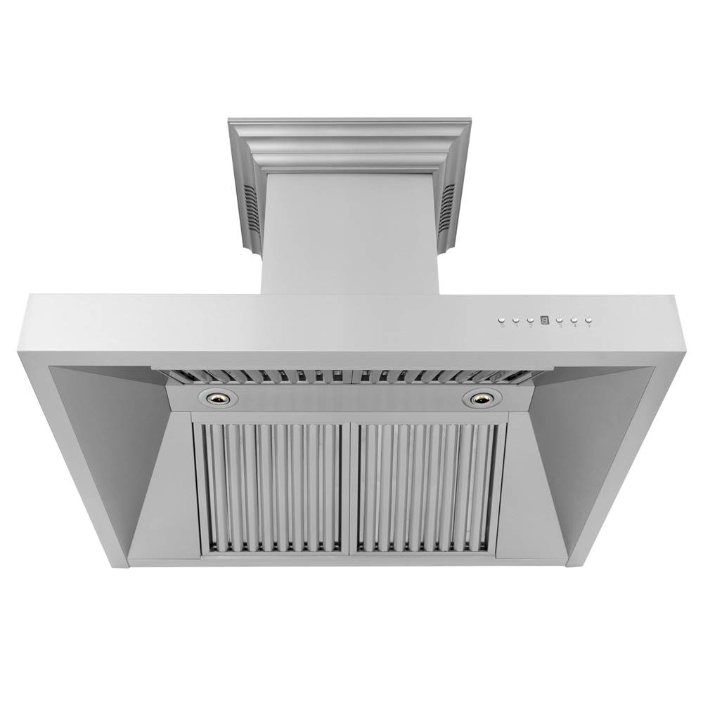 Z-Line 54'' Professional Wall Mount Range Hood in Stainless Steel with Built-in CrownSound Bluetooth Speakers