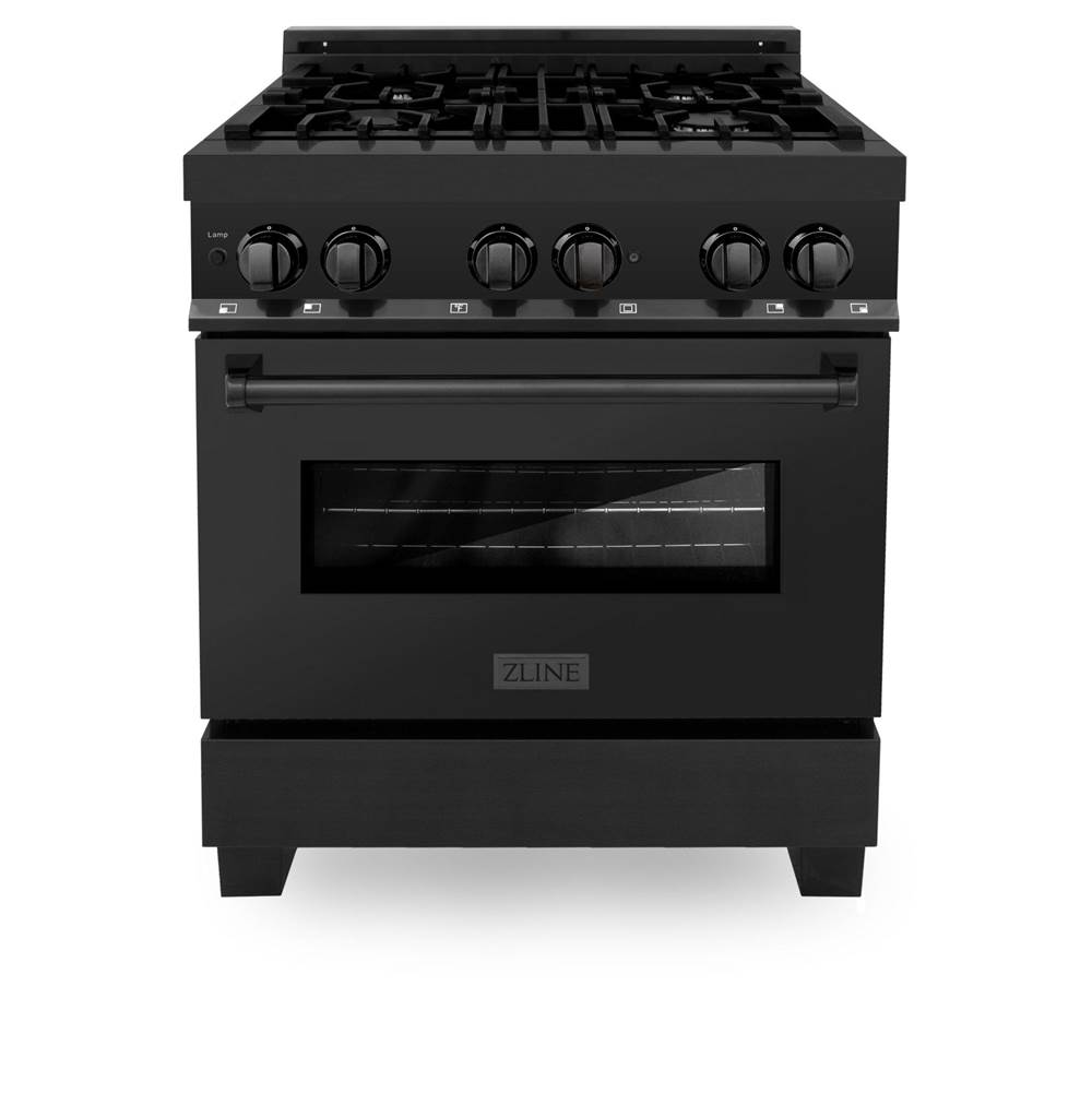 Z-Line 30'' Black Stainless 4.0 cu.ft. 4 Gas Burner/Electric Oven Range with Brass Burners
