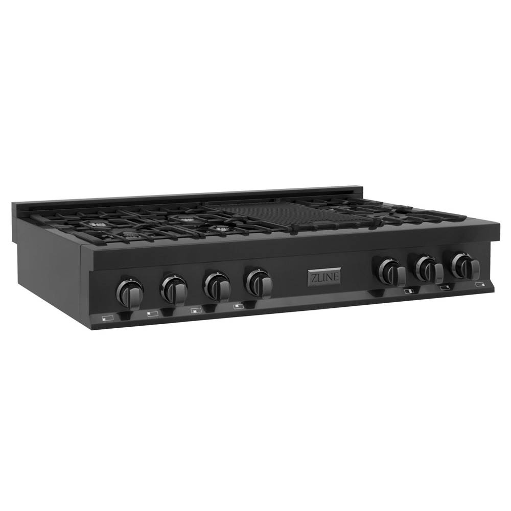 Z-Line 48'' Porcelain Rangetop in Black Stainless with 7 Gas Burners