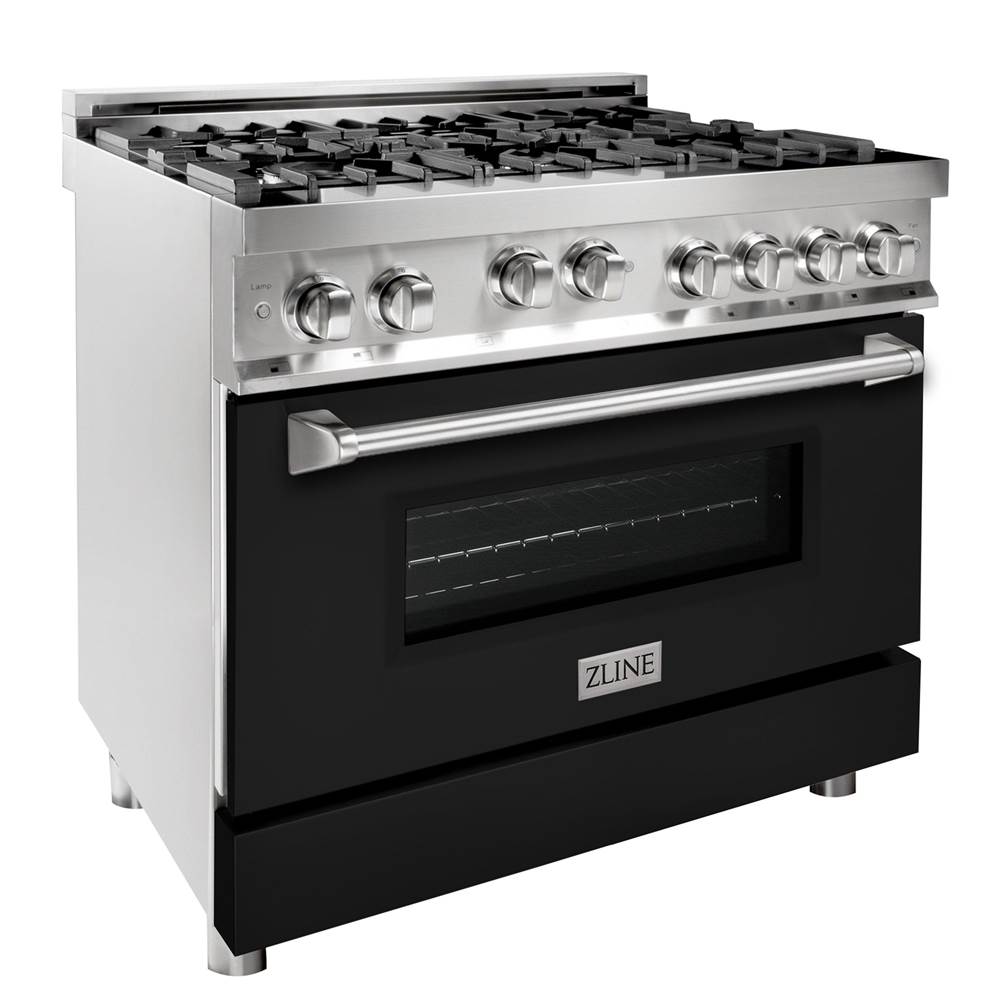 Z-Line 36'' Professional Gas on Gas Range in Stainless Steel with Black Matte Door