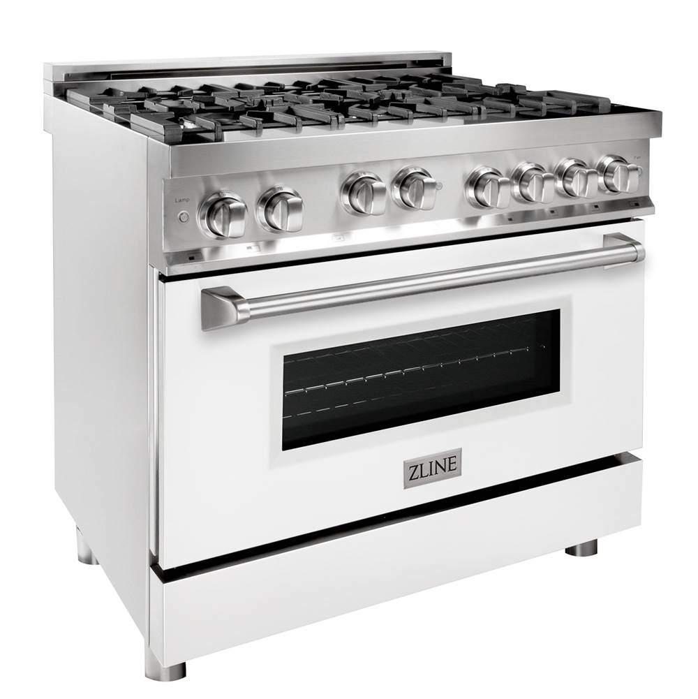 Z-Line 36'' Professional Gas on Gas Range in Stainless Steel with White Matte Door