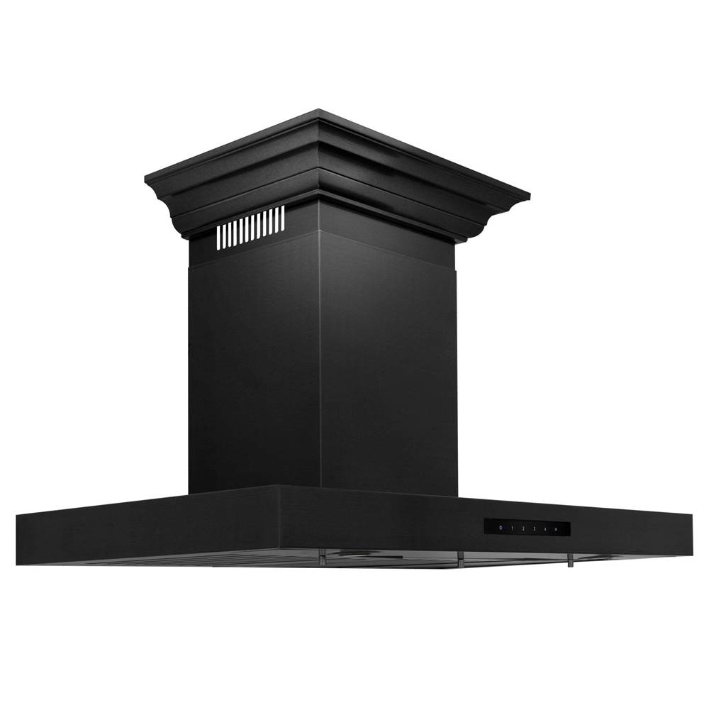 Z-Line Convertible Vent Wall Mount Range Hood in Black Stainless Steel with Crown Molding (BSKENCRN)