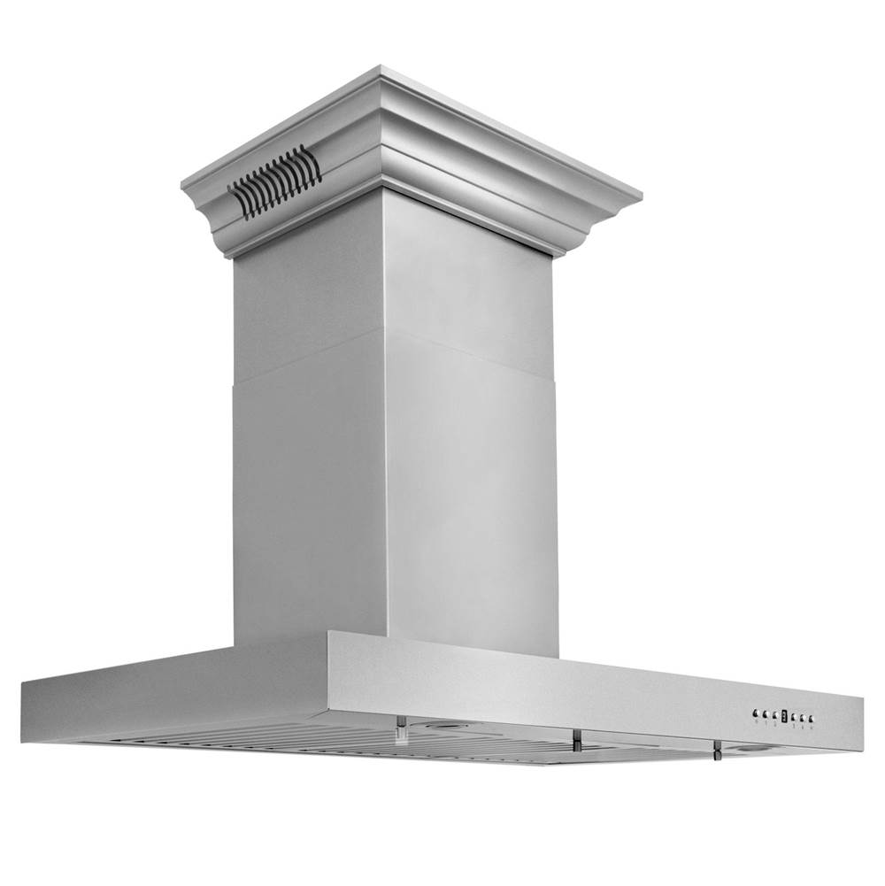 Z-Line 48'' Wall Mount Range Hood in Stainless Steel with Built-in CrownSound Bluetooth Speakers